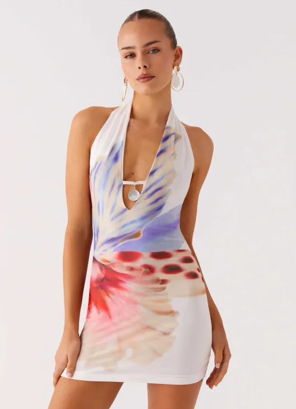 No Time Mini Dress - White Sea Bloom sold by Peppermayo