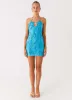 Bebe Beaded Mini Dress - Royal Blue sold by Peppermayo