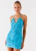 Bebe Beaded Mini Dress - Royal Blue sold by Peppermayo