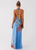 Stars Align Cowl Maxi Dress - Deep Sea Bloom sold by Peppermayo