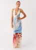 Stars Align Cowl Maxi Dress - White Sea Bloom sold by Peppermayo