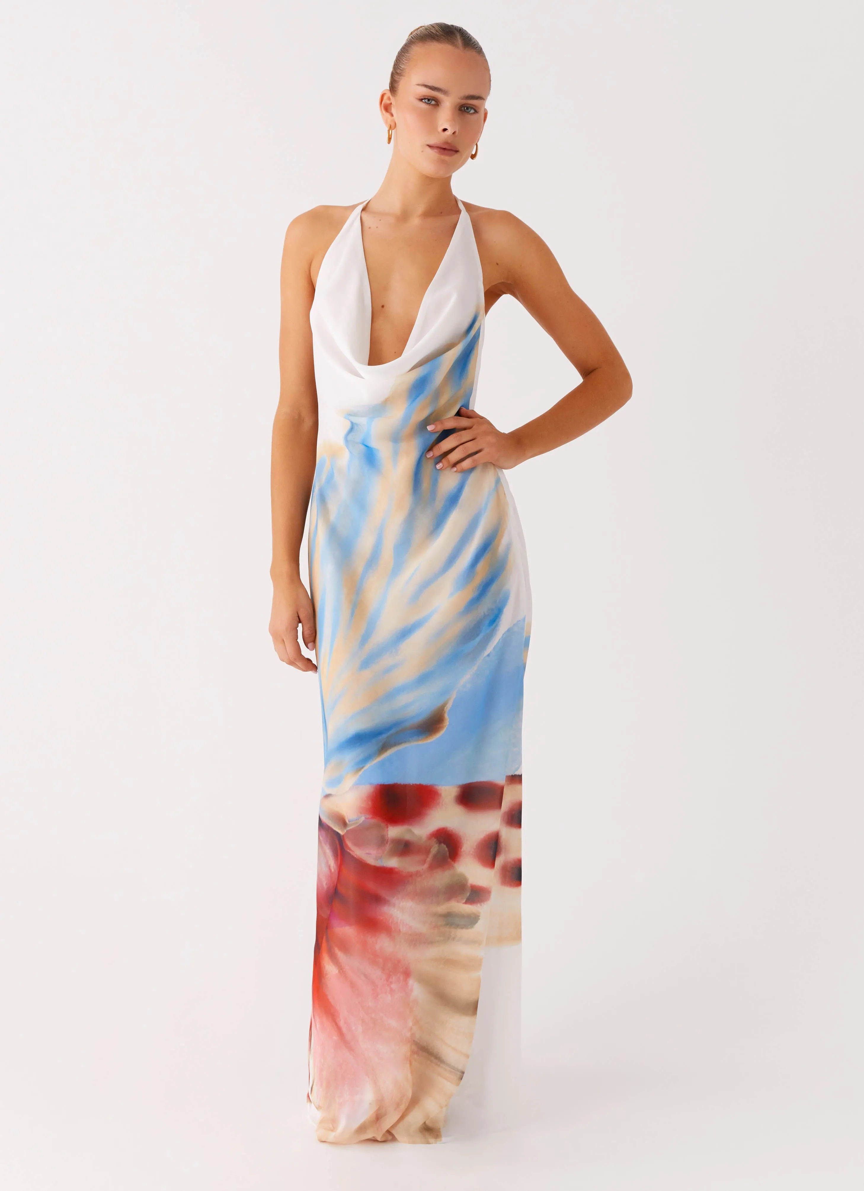Stars Align Cowl Maxi Dress - White Sea Bloom sold by Peppermayo product image thumbnail 5
