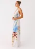 Stars Align Cowl Maxi Dress - White Sea Bloom sold by Peppermayo