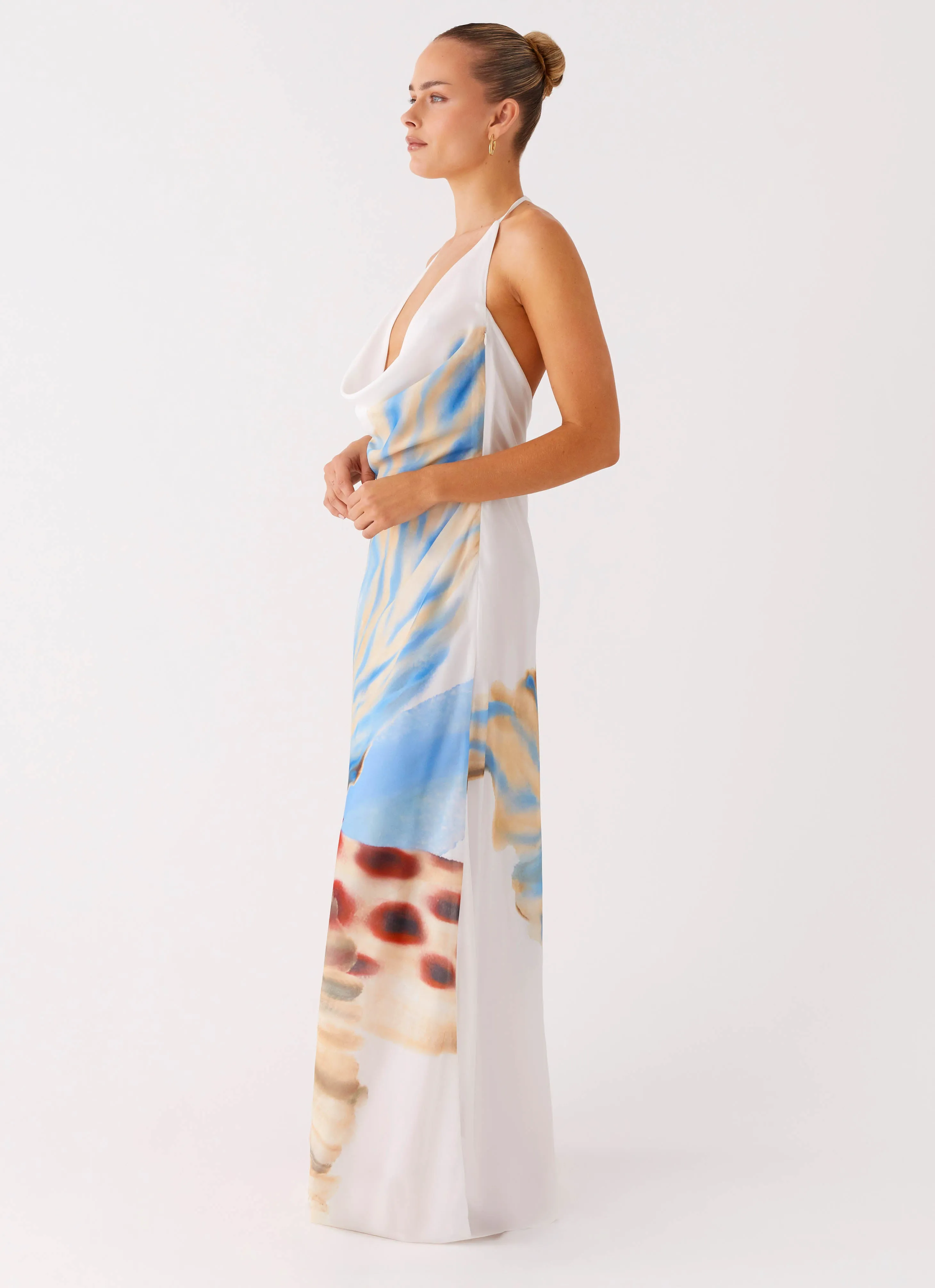 Stars Align Cowl Maxi Dress - White Sea Bloom sold by Peppermayo product image thumbnail 2
