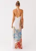 Stars Align Cowl Maxi Dress - White Sea Bloom sold by Peppermayo