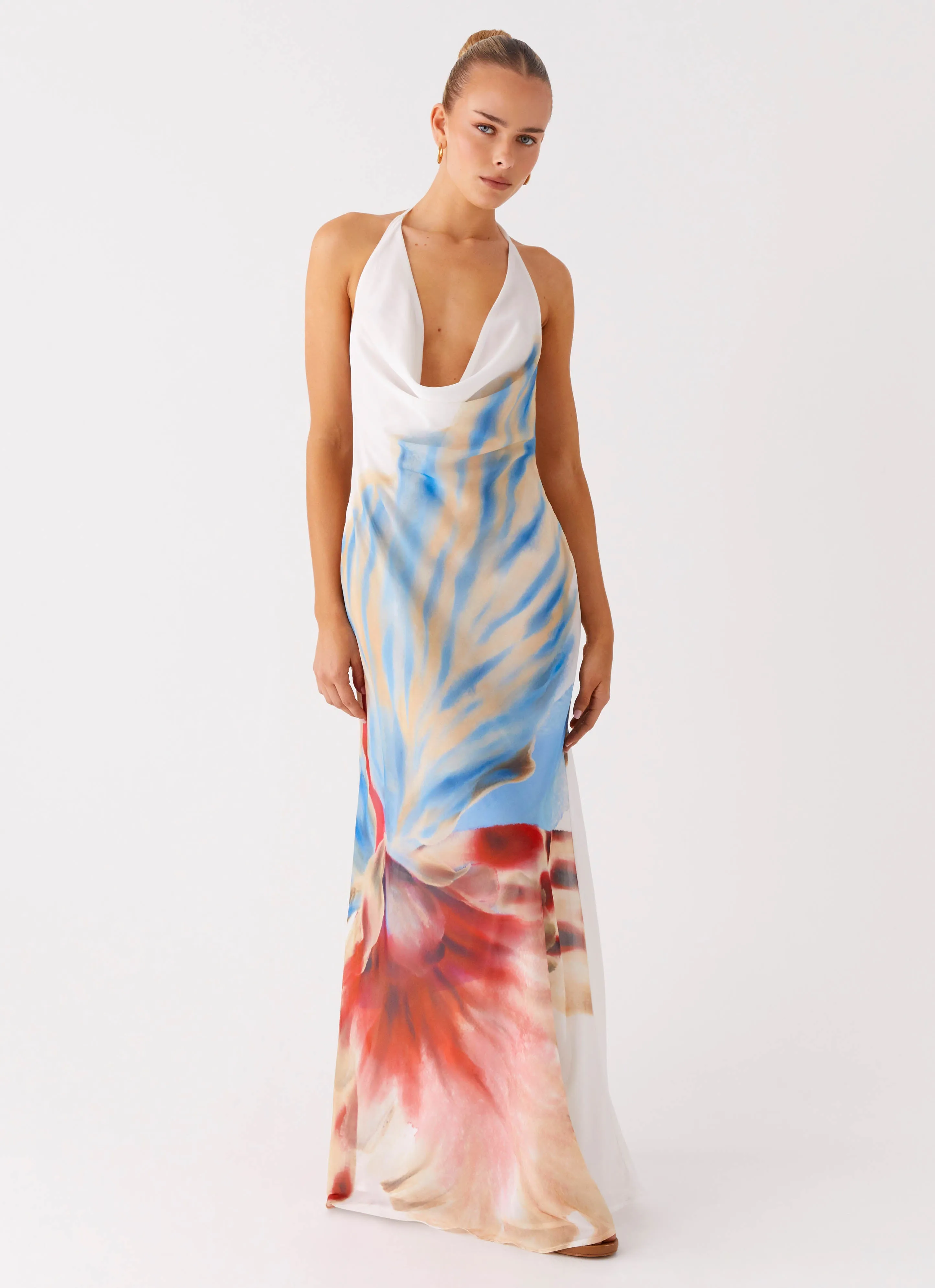 Stars Align Cowl Maxi Dress - White Sea Bloom sold by Peppermayo product image thumbnail 4