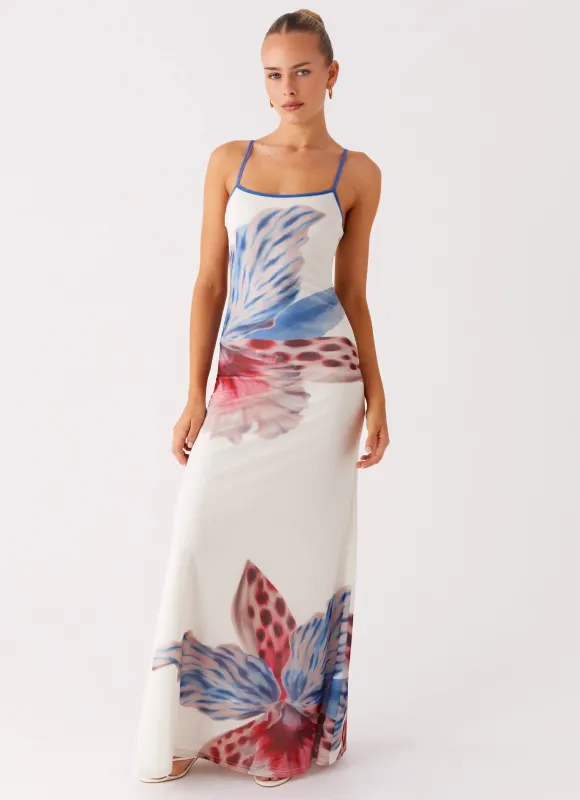 Everett Maxi Dress - White Sea Bloom sold by Peppermayo
