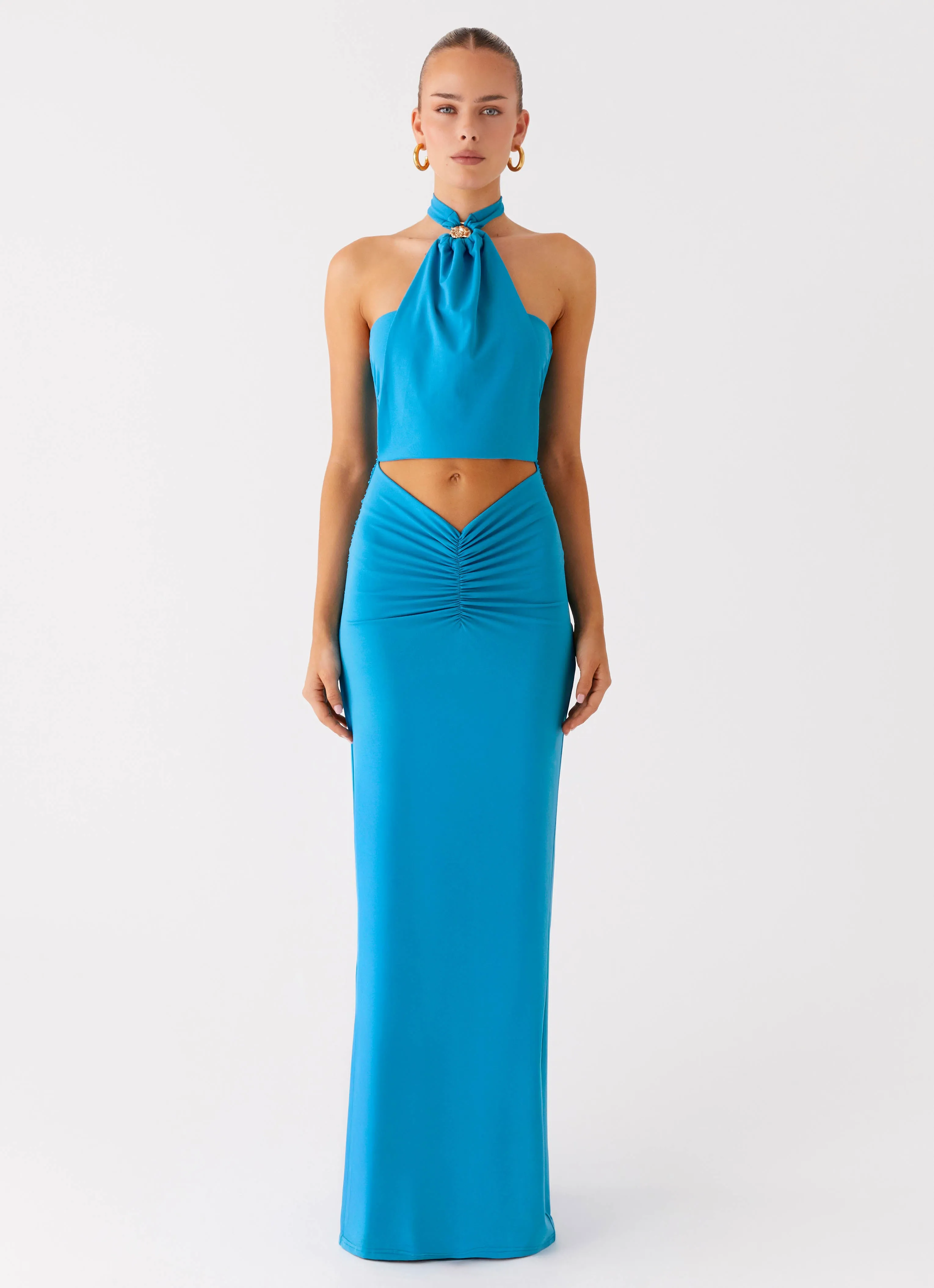 Chiquita Halter Maxi Dress - Turquoise Blue sold by Peppermayo product image thumbnail 4