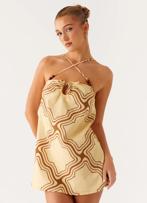 Naomi Criss Cross Mini Dress - Tidal Wave Print sold by Peppermayo