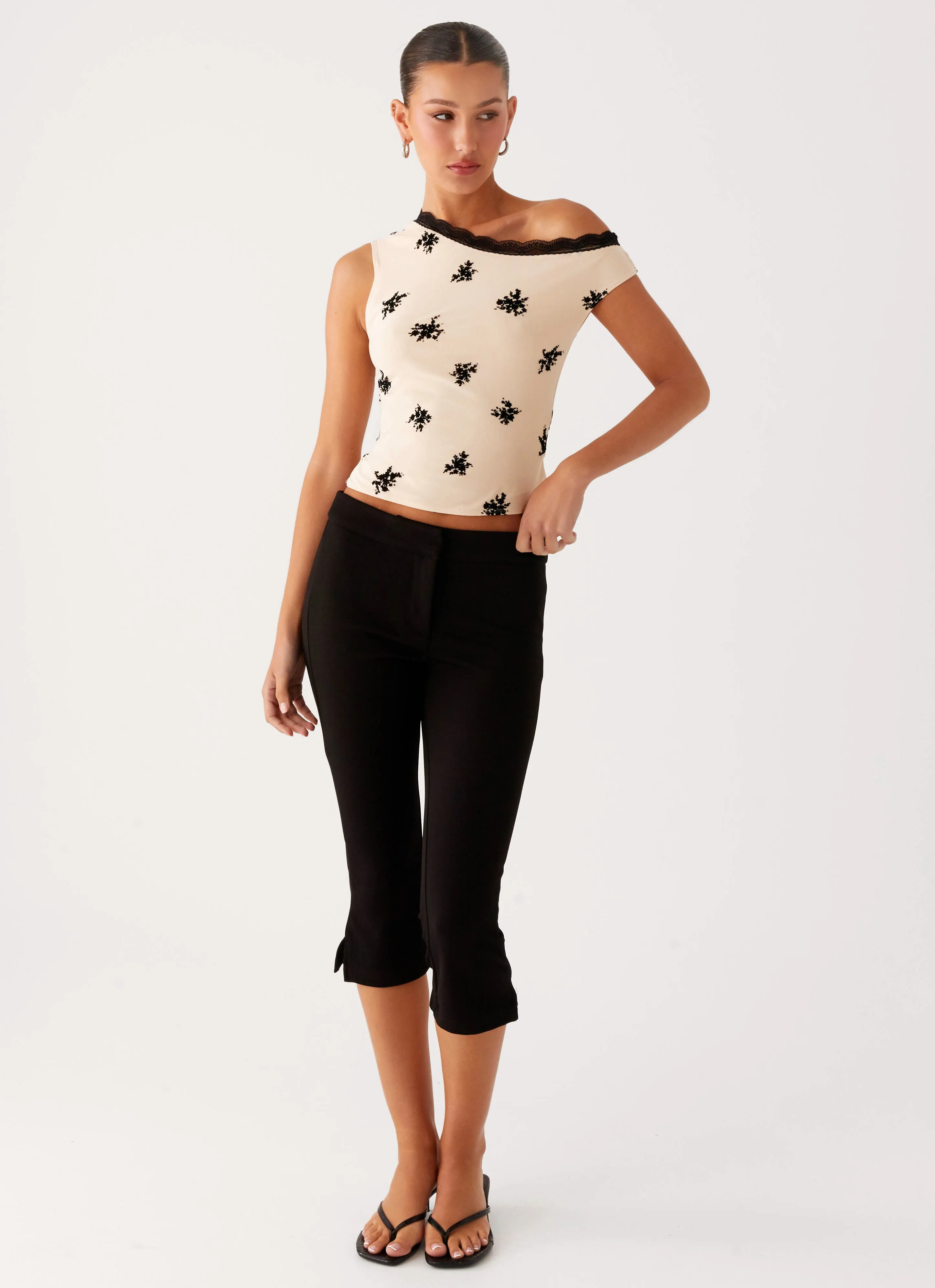 Blind Faith Flock One Shoulder Top - Cream sold by Peppermayo product image thumbnail 5