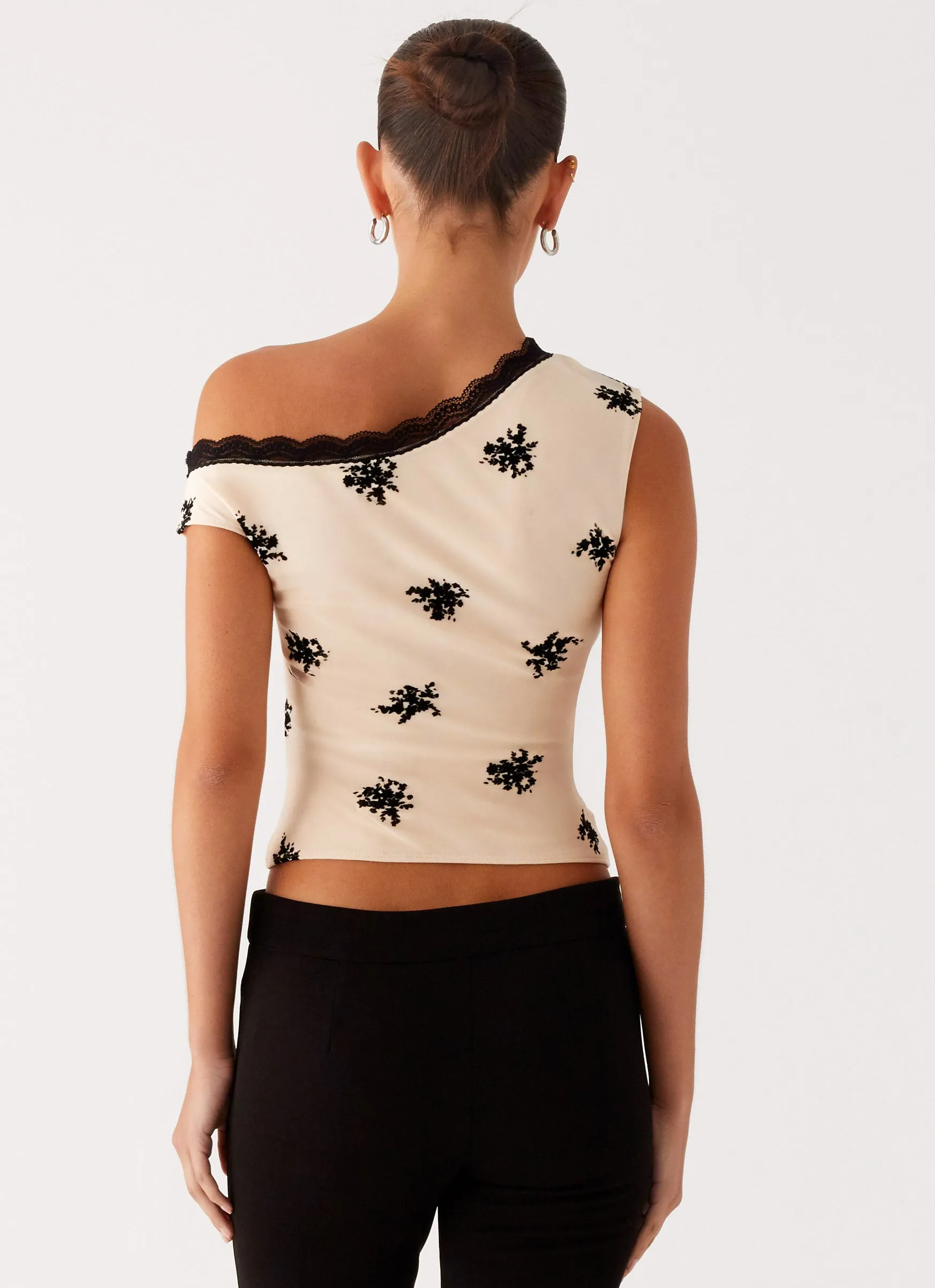 Blind Faith Flock One Shoulder Top - Cream sold by Peppermayo product image thumbnail 4