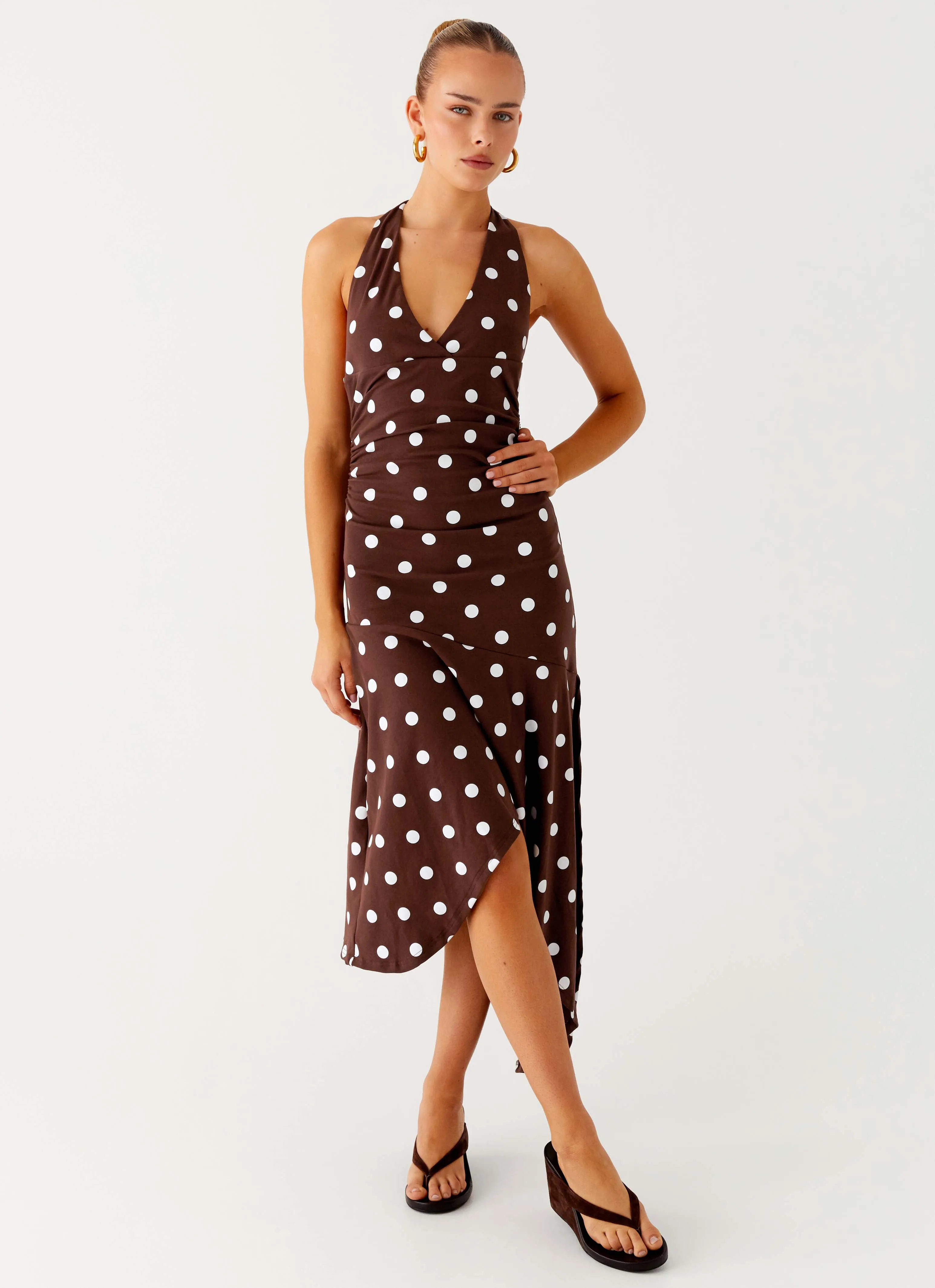 Keylani Halter Midi Dress - Chocolate sold by Peppermayo product image thumbnail 5