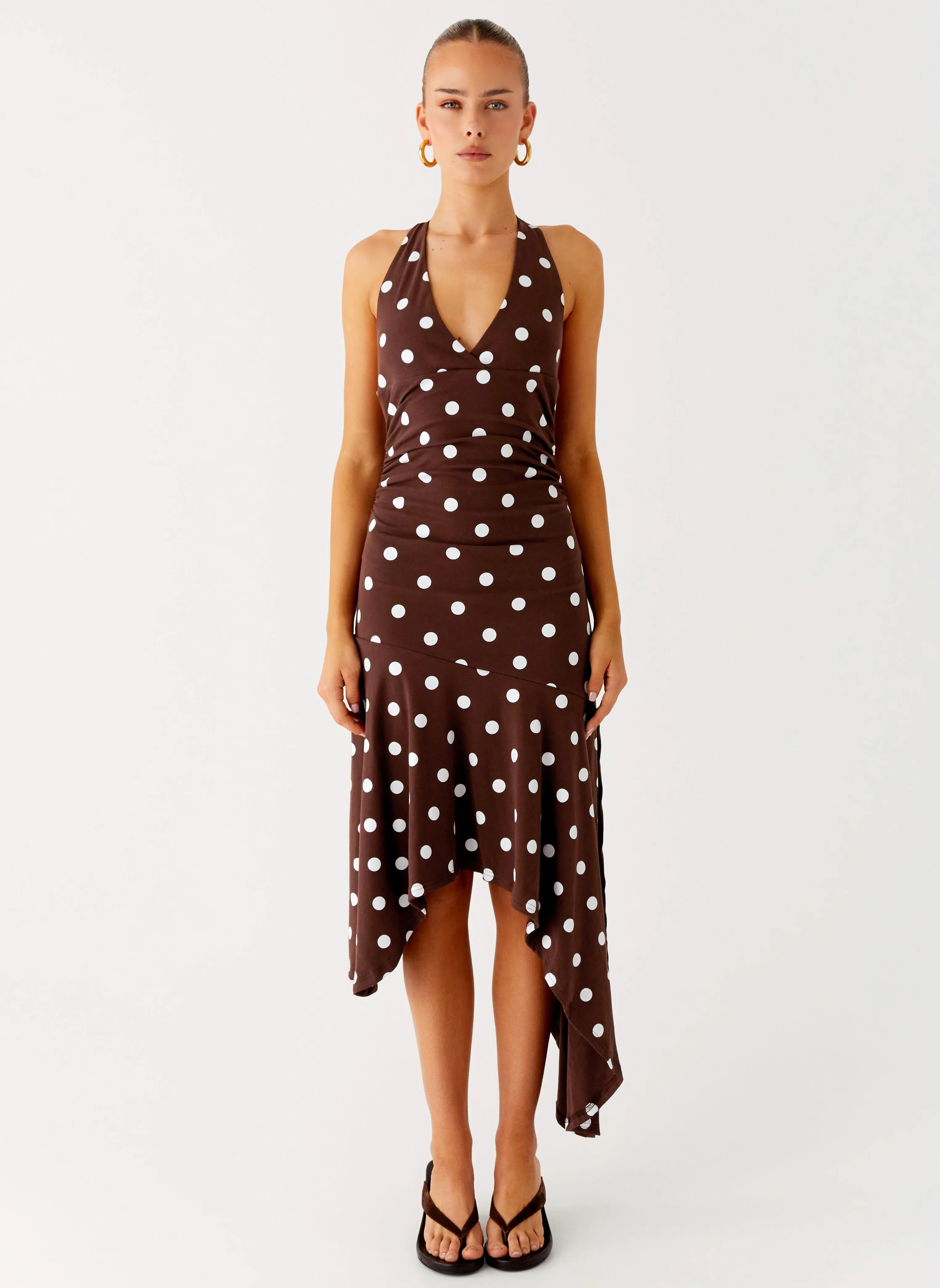 Keylani Halter Midi Dress - Chocolate sold by Peppermayo product image thumbnail 2