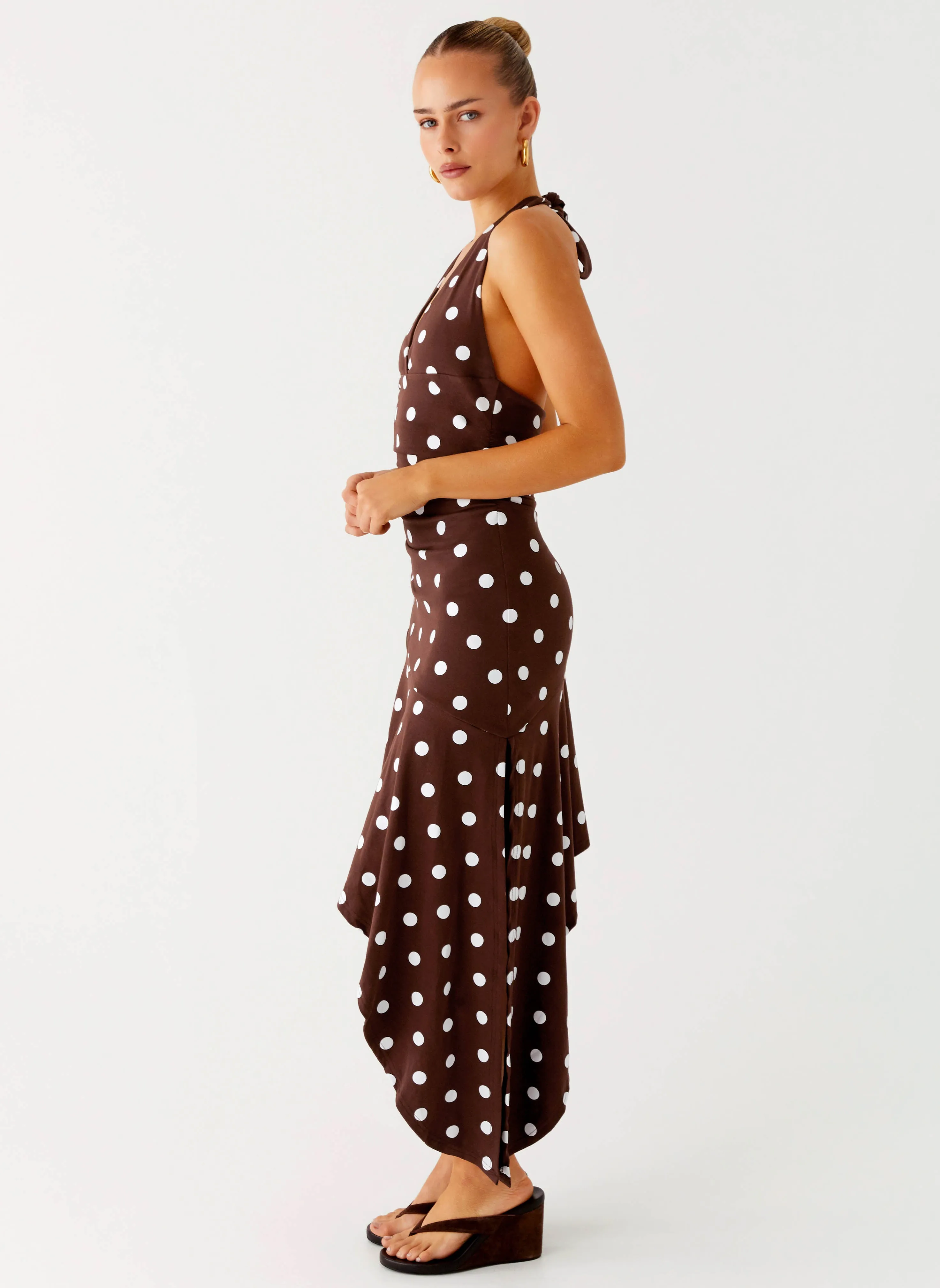 Keylani Halter Midi Dress - Chocolate sold by Peppermayo product image thumbnail 3