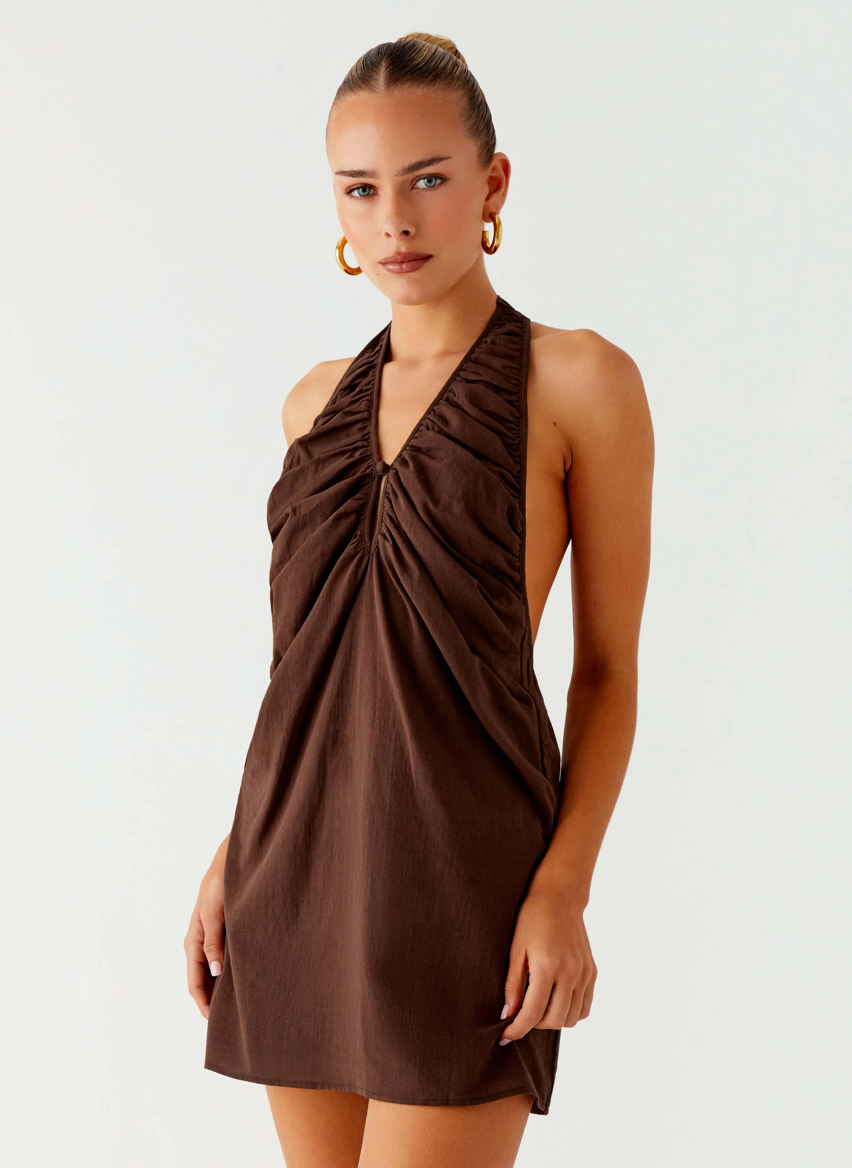 Jepsen Halter Mini Dress - Chocolate sold by Peppermayo product image thumbnail 5