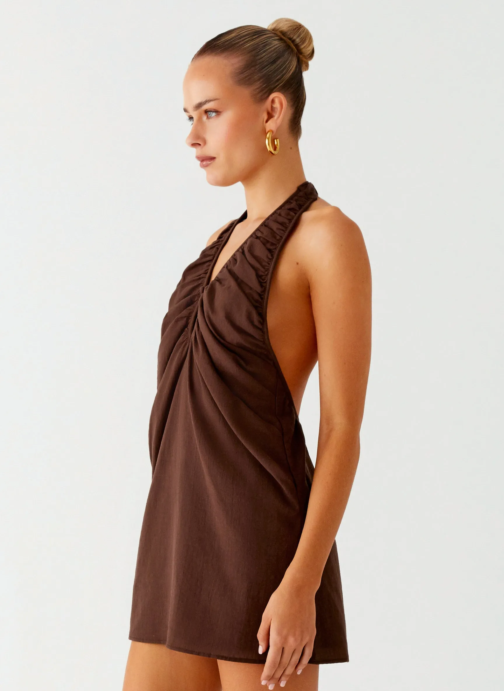 Jepsen Halter Mini Dress - Chocolate sold by Peppermayo product image thumbnail 3