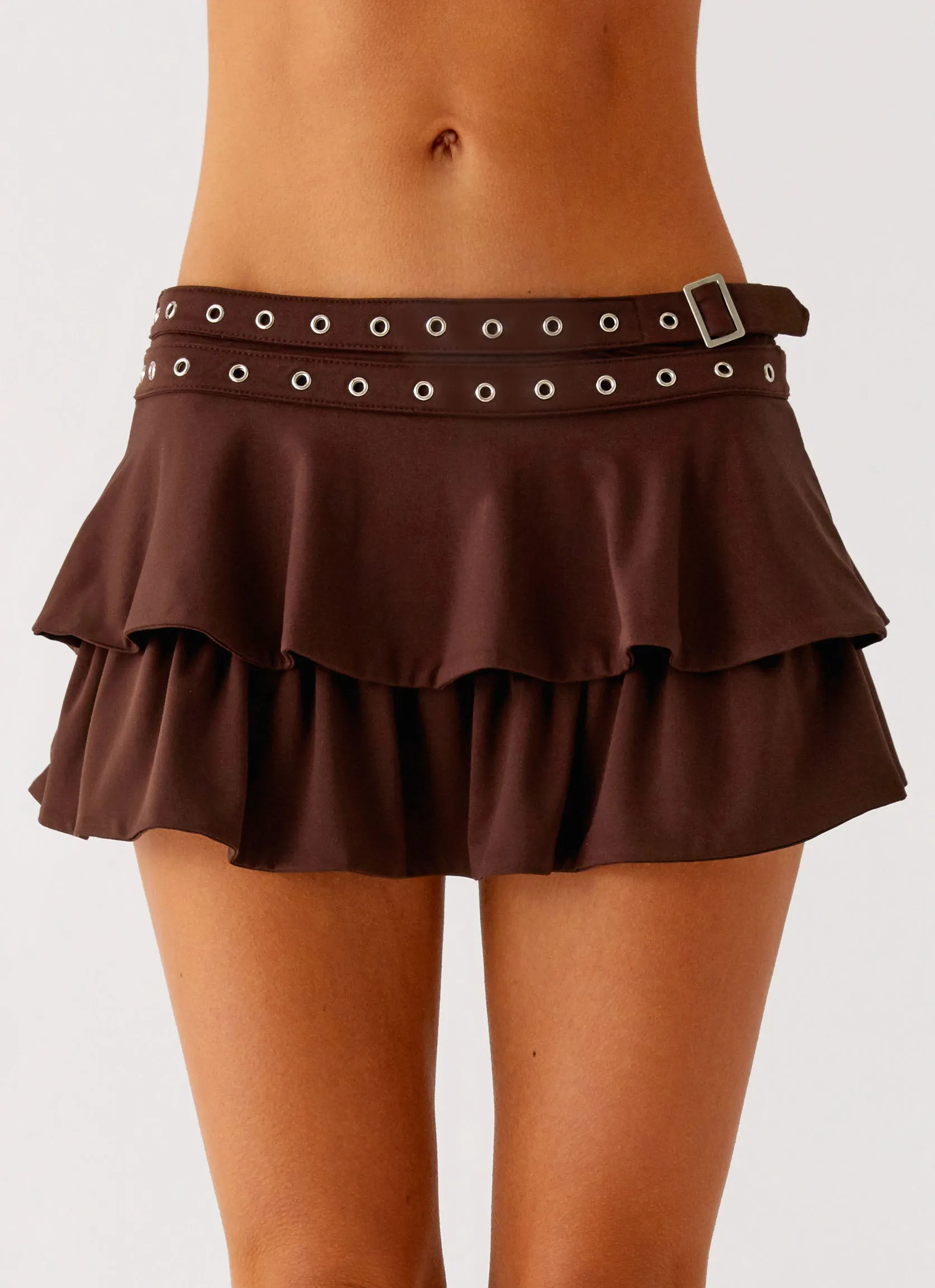 Prologue Belt Mini Skort - Chocolate sold by Peppermayo product image thumbnail 5
