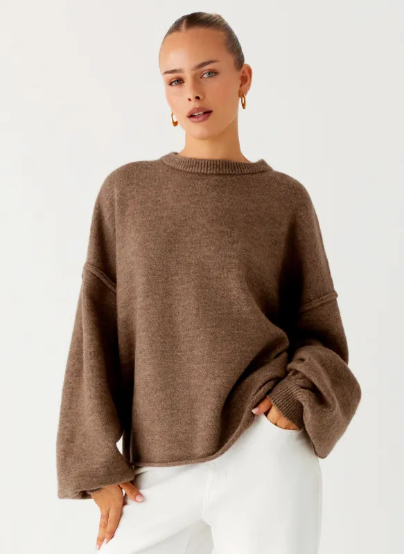 Jack Oversized Knit Sweater - Tan Marle sold by Peppermayo
