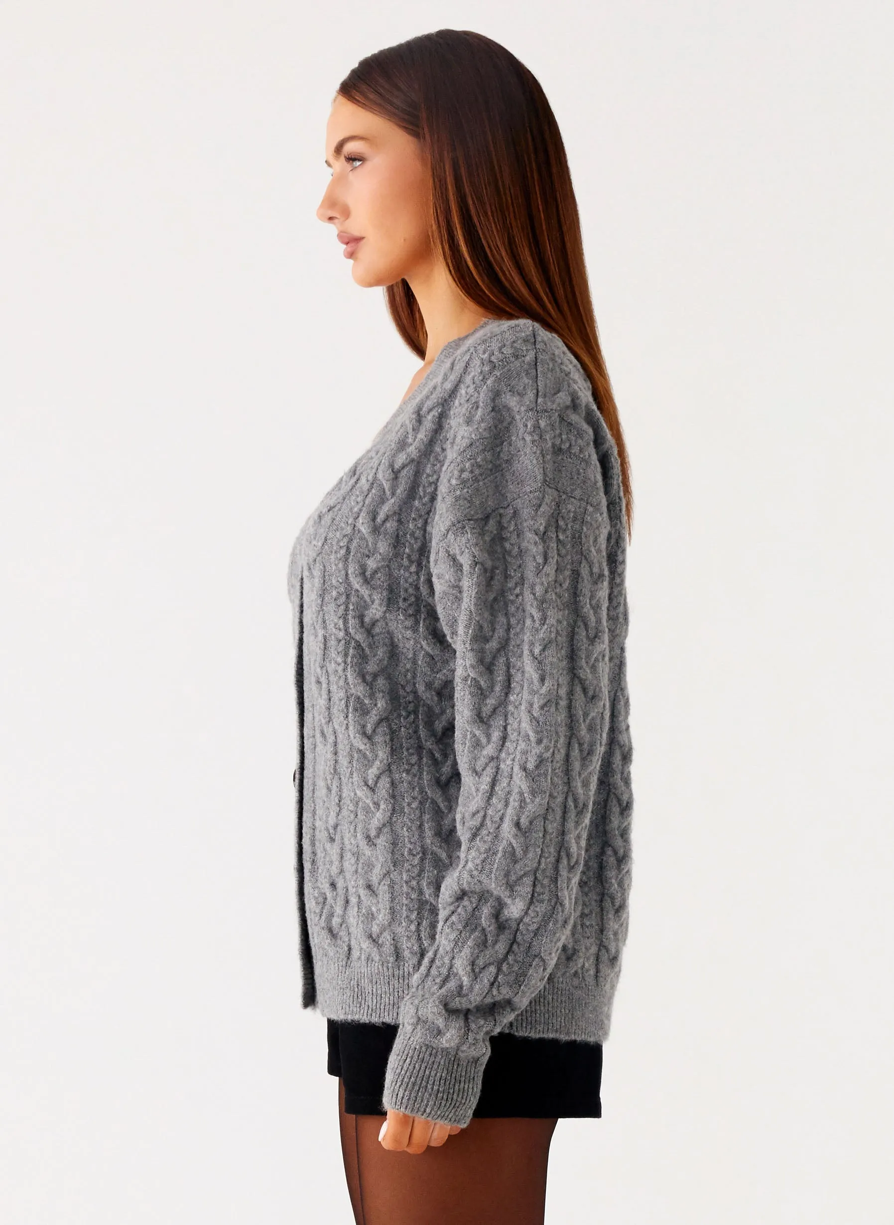 Frawley Cable Knit Cardigan - Grey sold by Peppermayo product image thumbnail 3