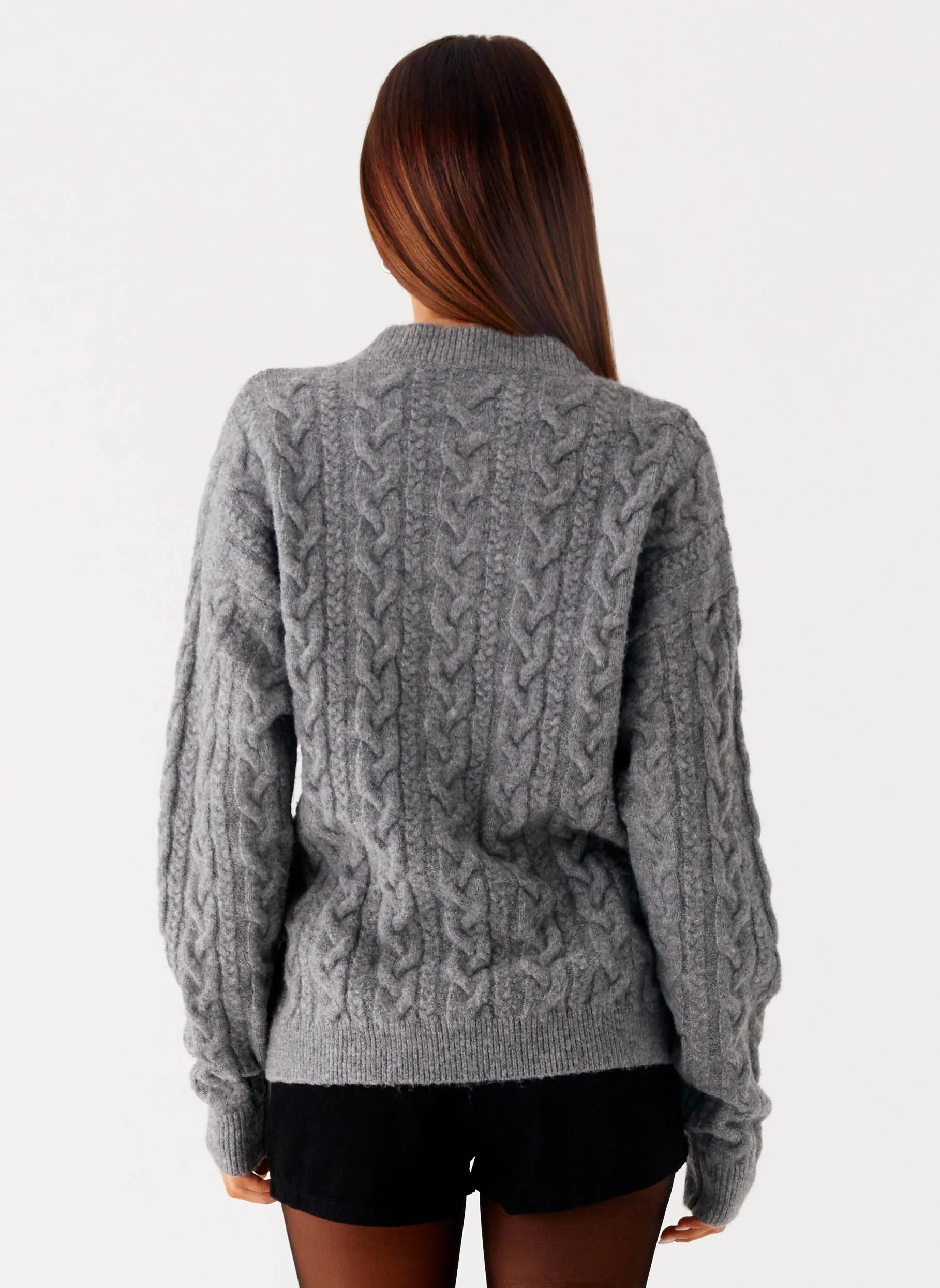 Frawley Cable Knit Cardigan - Grey sold by Peppermayo product image thumbnail 4