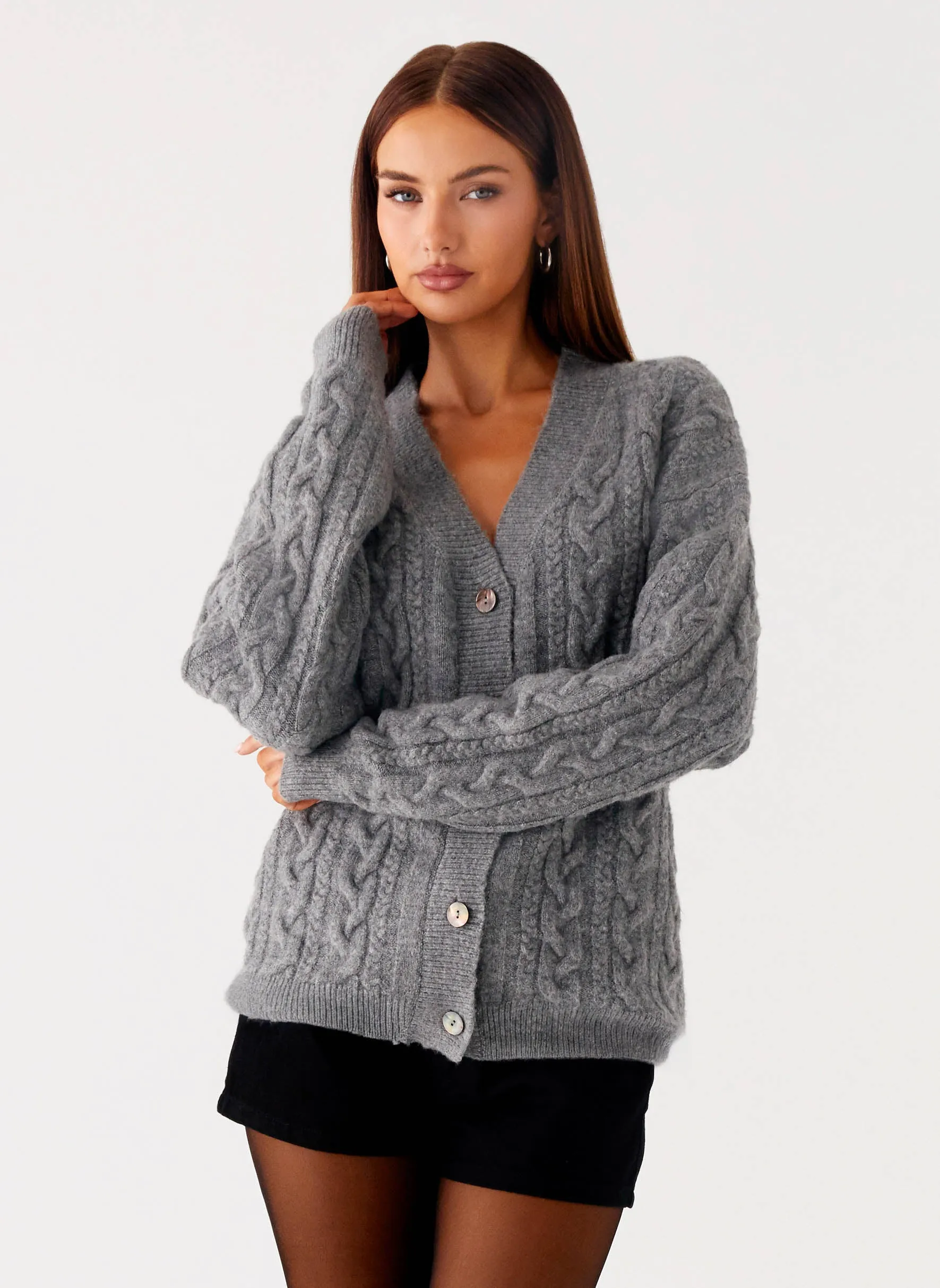 Frawley Cable Knit Cardigan - Grey sold by Peppermayo product image thumbnail 5