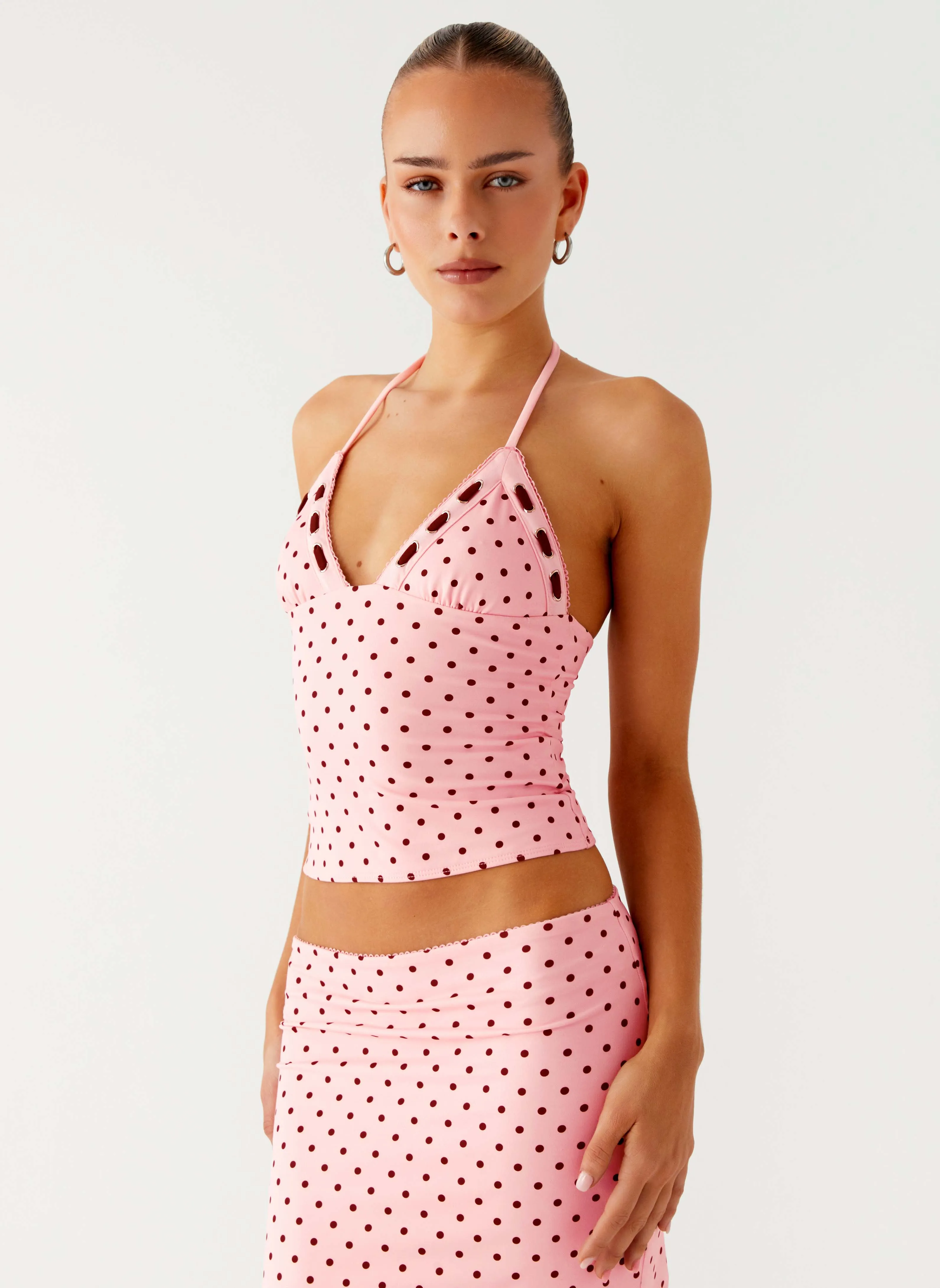Bahama Eyelet Lace Up Top - Strawberry Dot sold by Peppermayo product image thumbnail 5