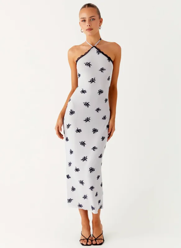 Nestel Flock Halter Midi Dress - Lilac sold by Peppermayo