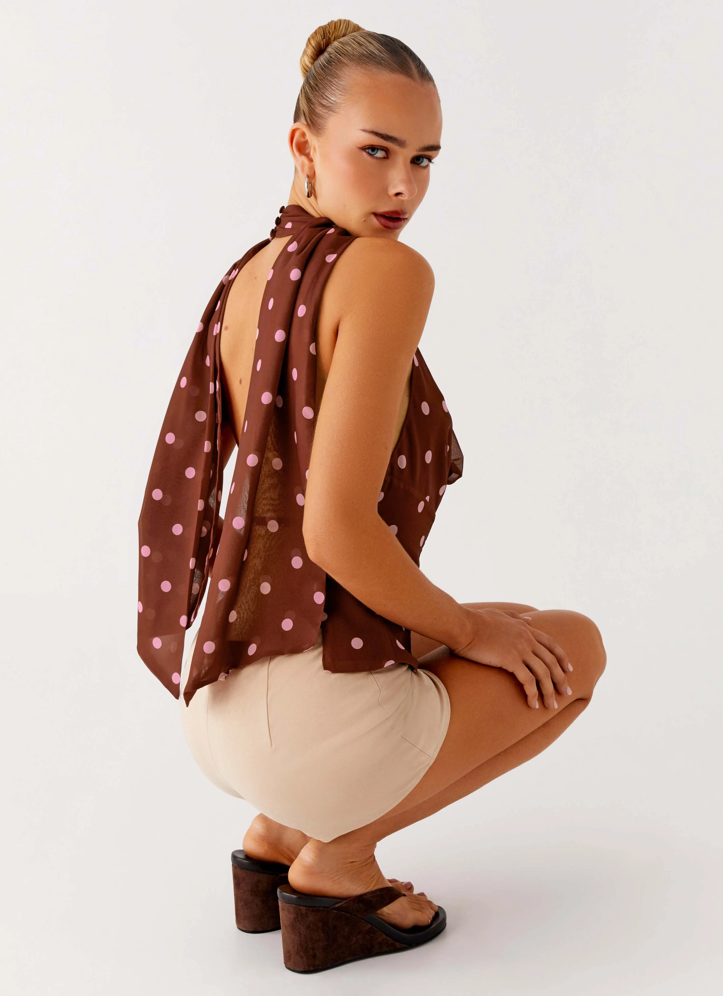 Stealing Love Scarf Top - Chocolate Strawberry Dot sold by Peppermayo product image thumbnail 5