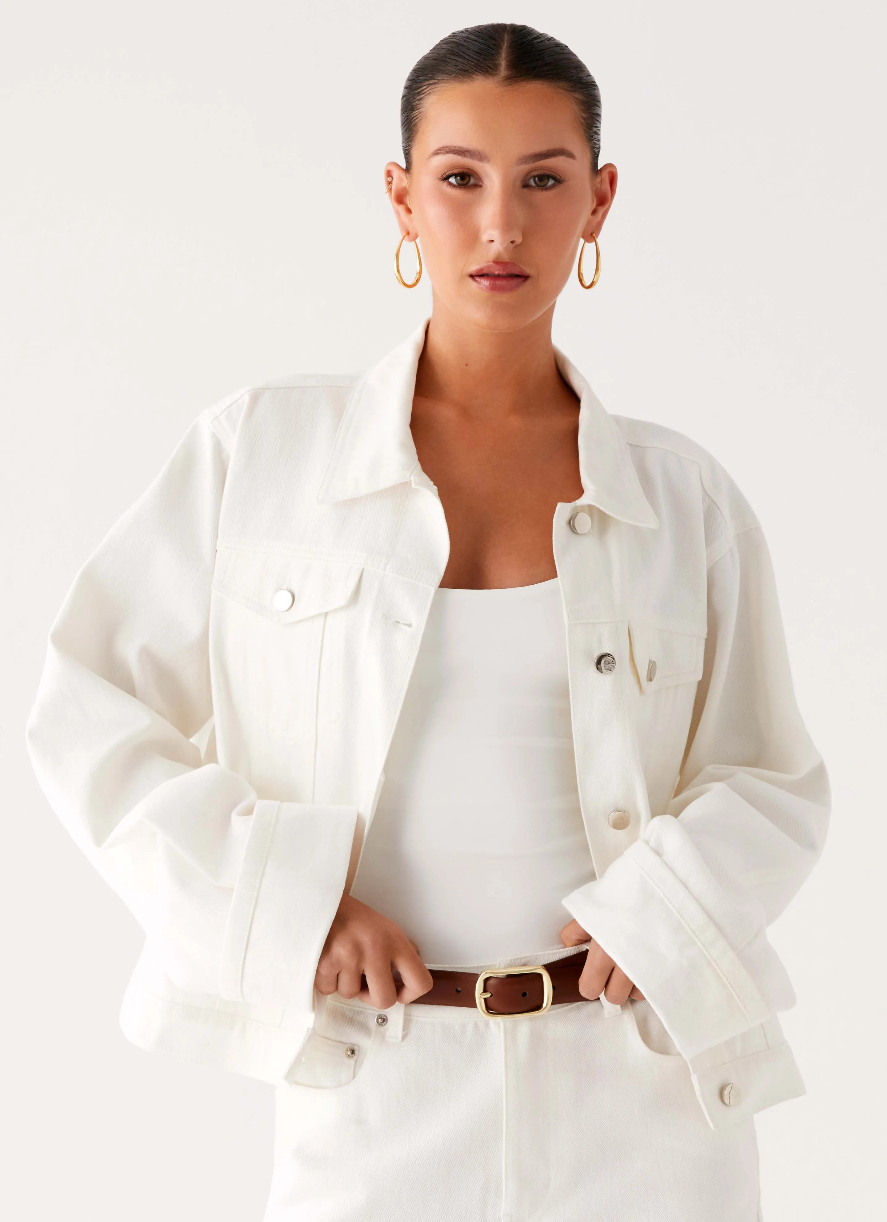 Back Again Oversized Denim Jacket - White sold by Peppermayo product image thumbnail 5
