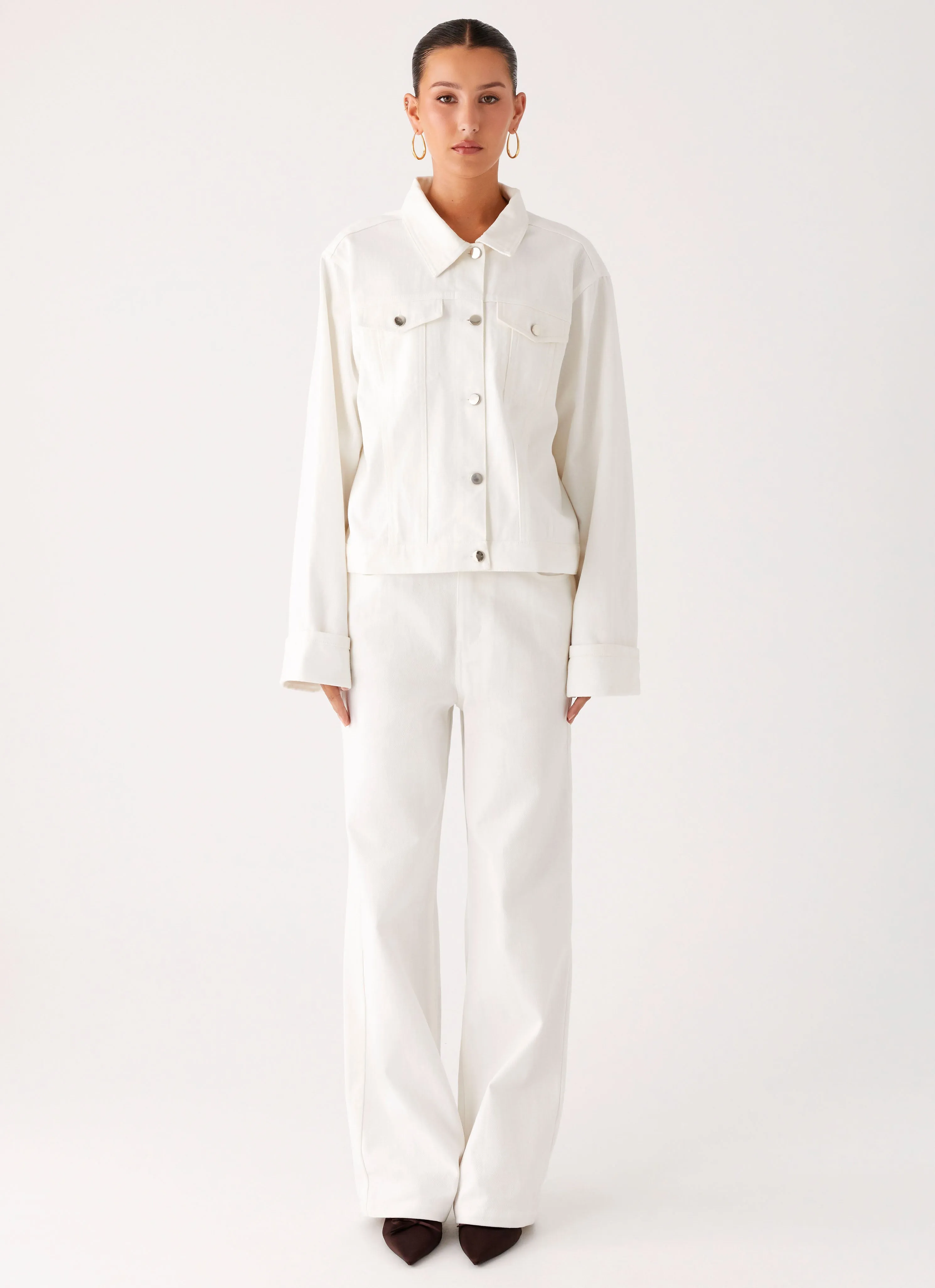 Back Again Oversized Denim Jacket - White sold by Peppermayo product image thumbnail 2