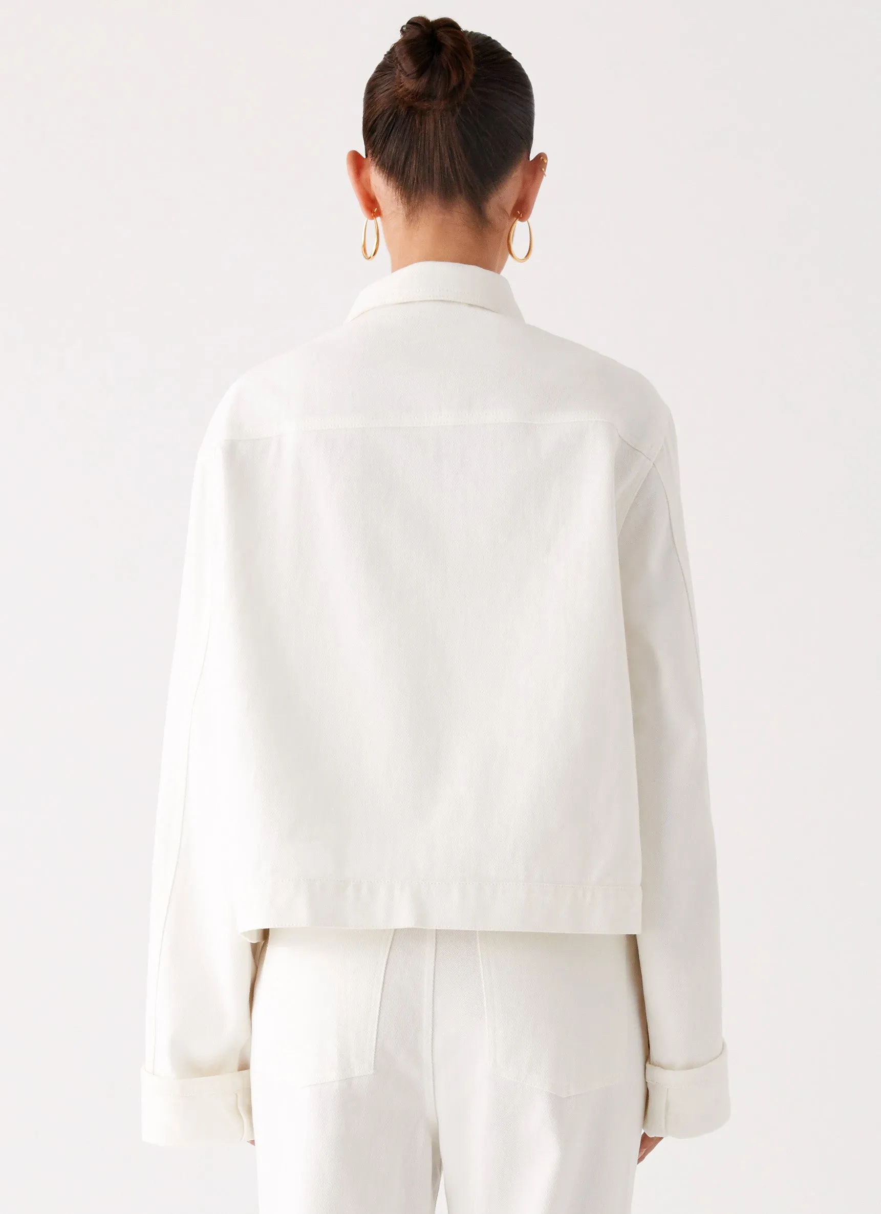 Back Again Oversized Denim Jacket - White sold by Peppermayo product image thumbnail 4