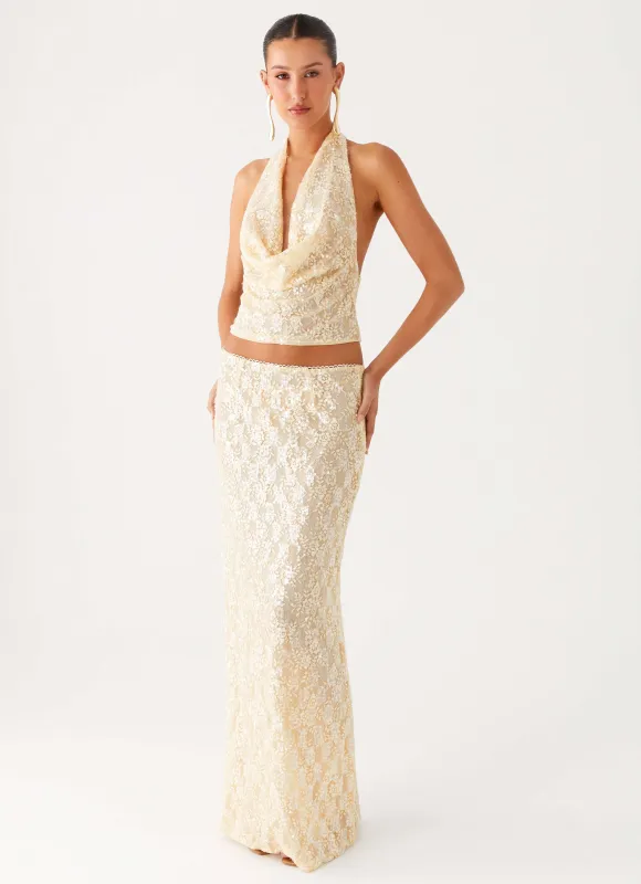 Bling It On Maxi Skirt - Ivory sold by Peppermayo