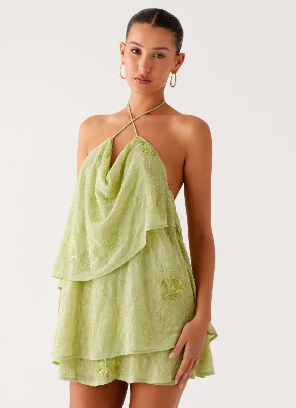 On The Go Beaded Mini Dress - Mint sold by Peppermayo