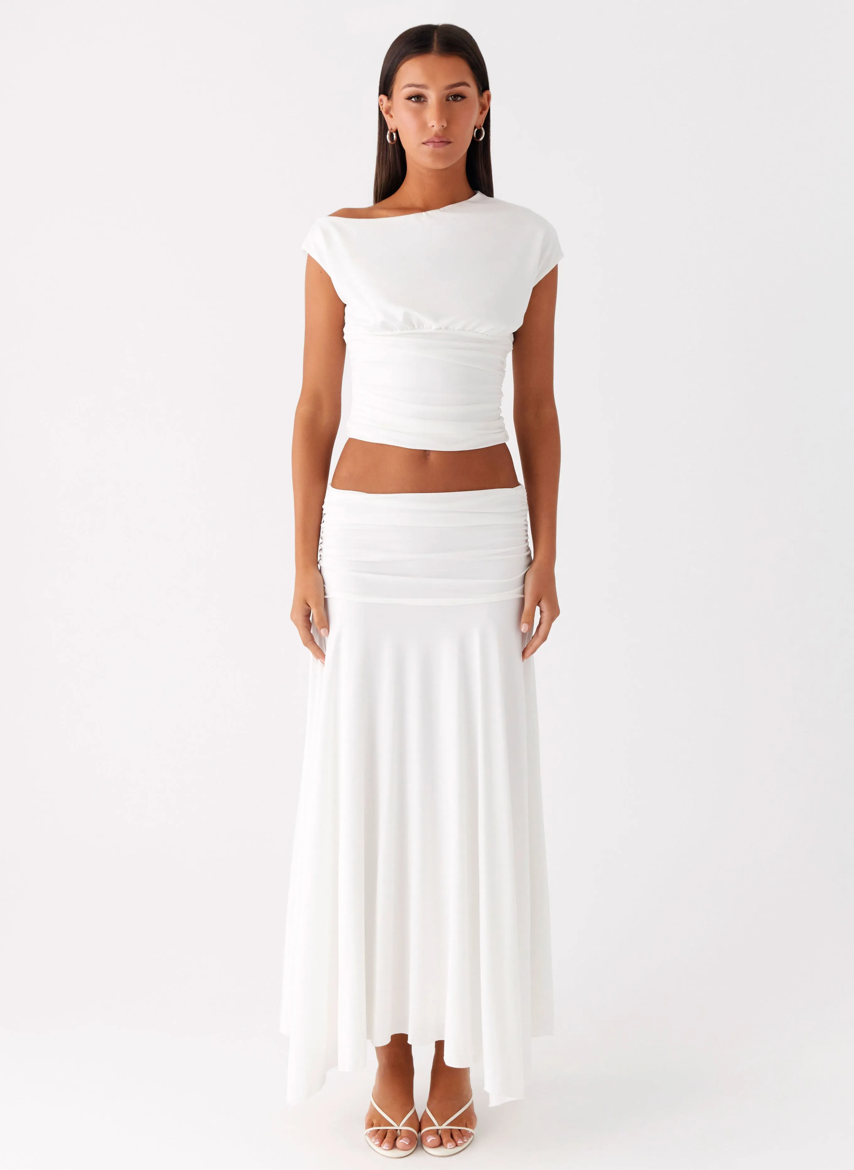 Liana Ruched Maxi Skirt - White sold by Peppermayo product image thumbnail 2
