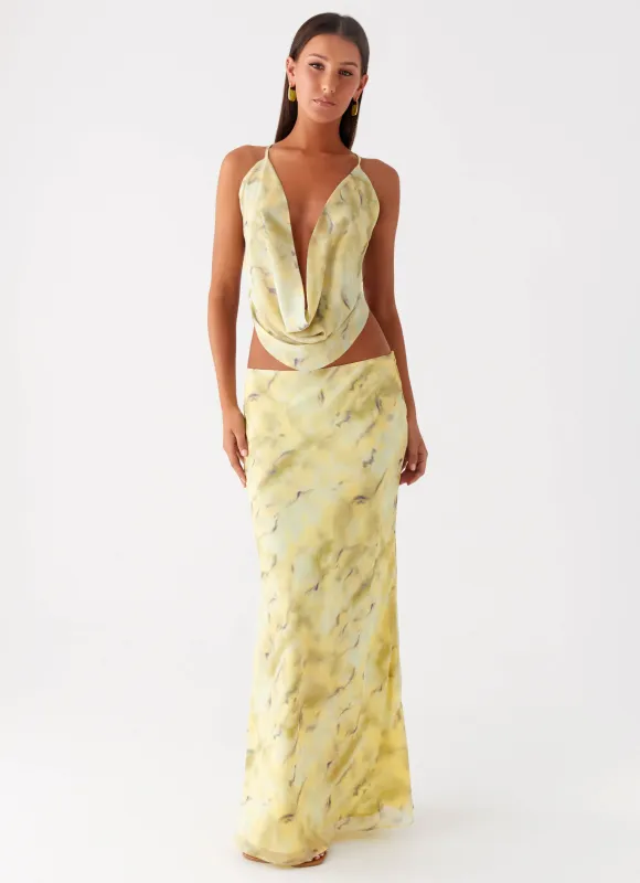 Kylo Low Rise Maxi Skirt - Yellow Tie Dye sold by Peppermayo