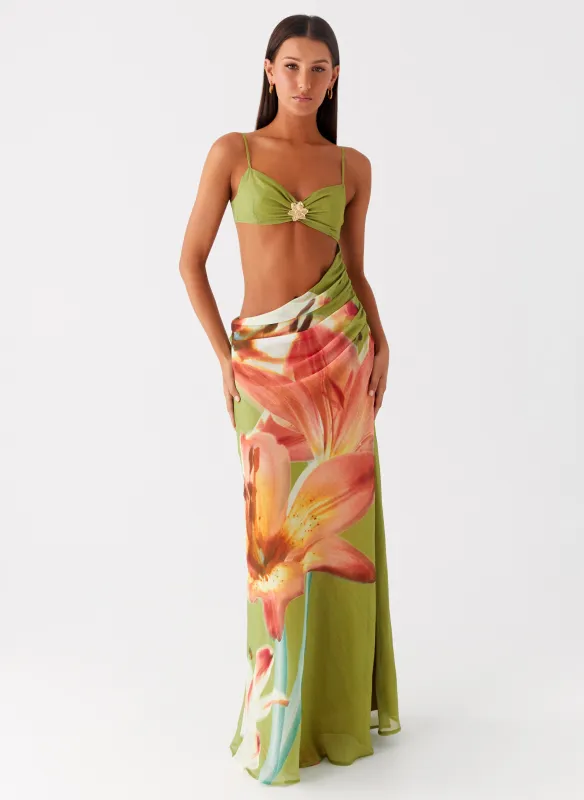 Tropic Rush Cut Out Maxi Dress - Jungle Floral sold by Peppermayo