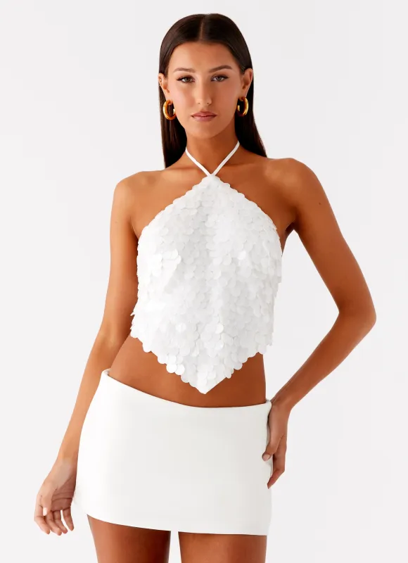 Tijana Beaded Halter Top - Ivory sold by Peppermayo