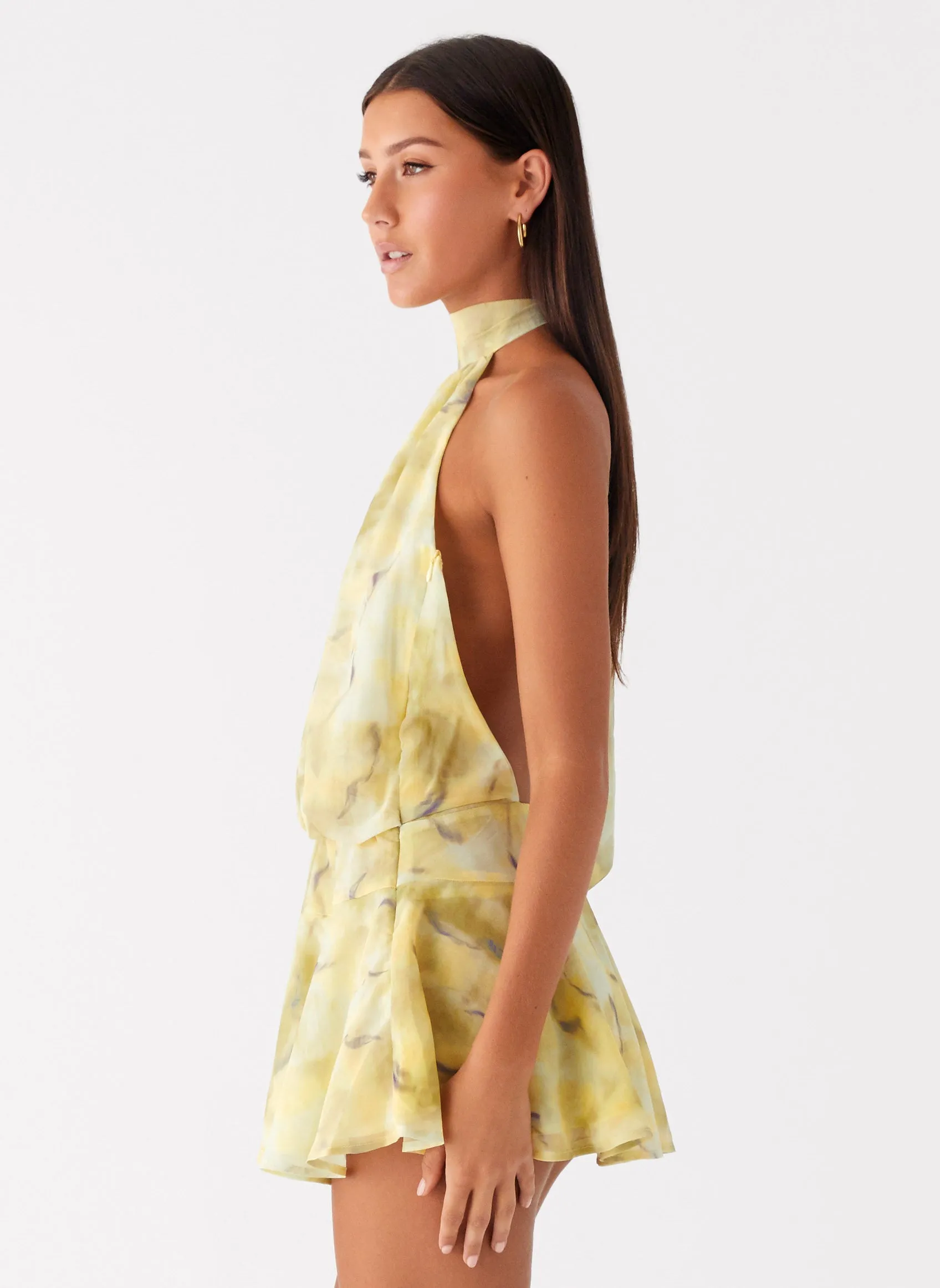 First Date Halter Mini Dress - Yellow Tie Dye sold by Peppermayo product image thumbnail 3