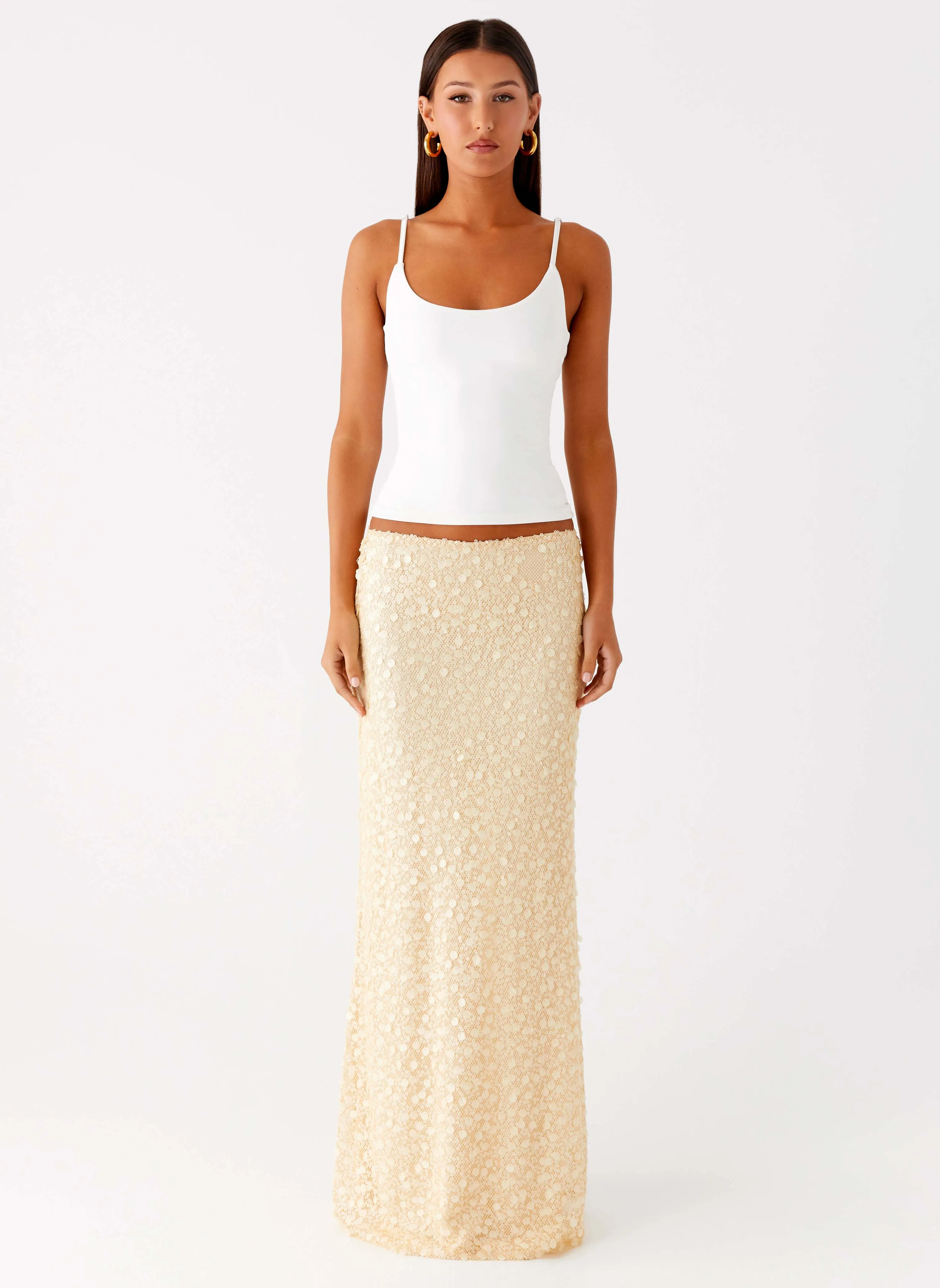 Honestly Sequin Maxi Skirt - Yellow sold by Peppermayo product image thumbnail 2