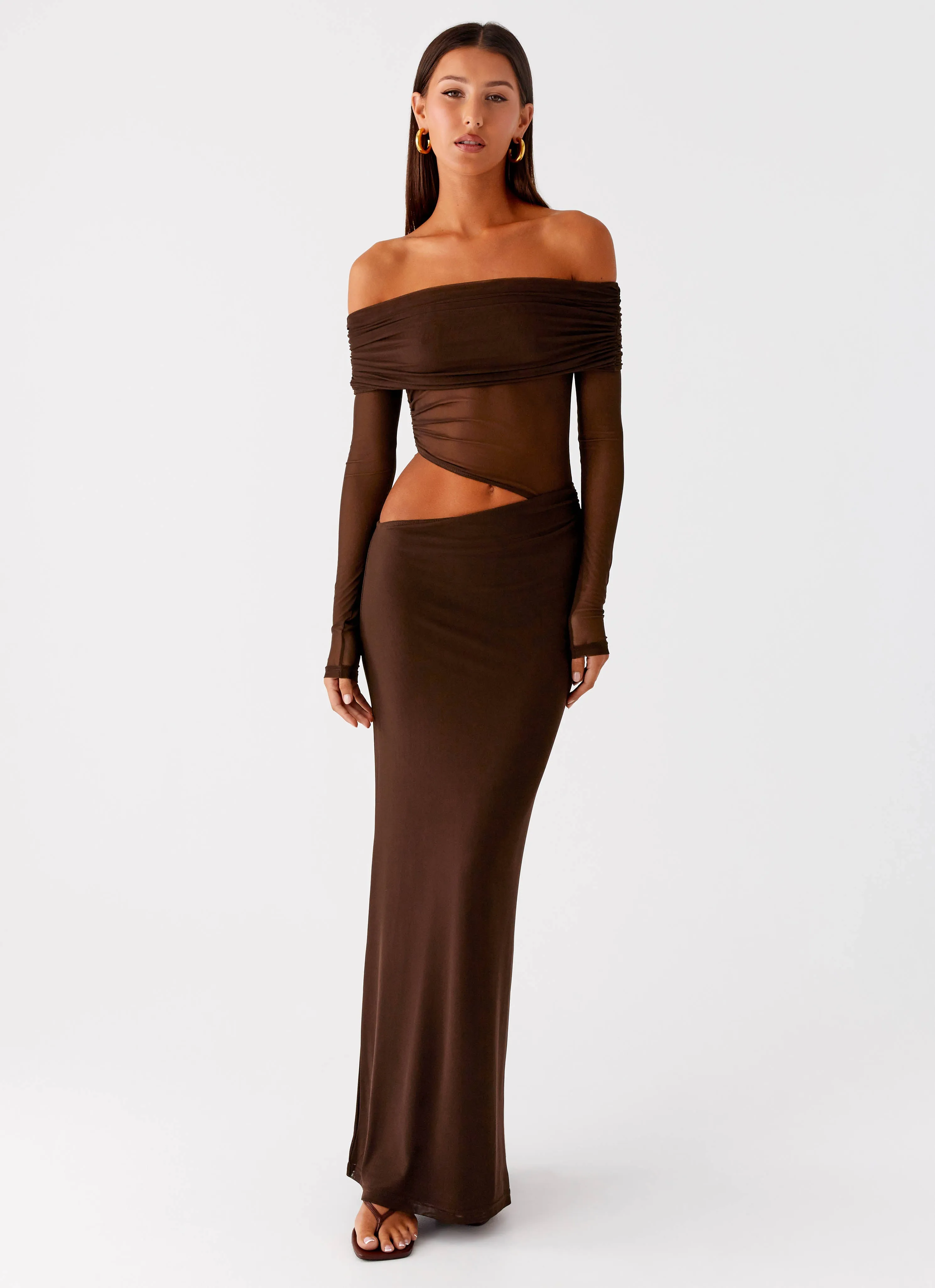 Emery Maxi Dress - Chocolate sold by Peppermayo