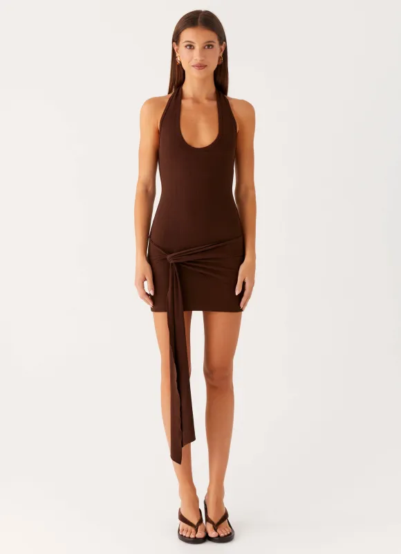Vedetta Mini Dress - Chocolate sold by Peppermayo