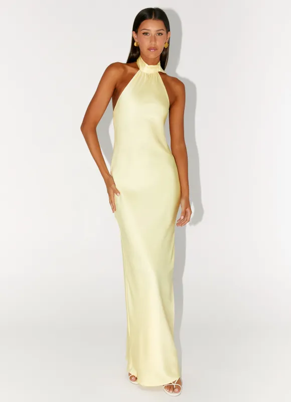 Keena Scarf Maxi Dress - Lemon sold by Peppermayo