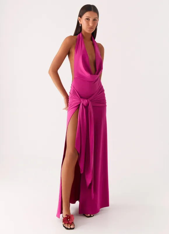 Rowan Ray Cowl Maxi Dress - Fuchsia sold by Peppermayo