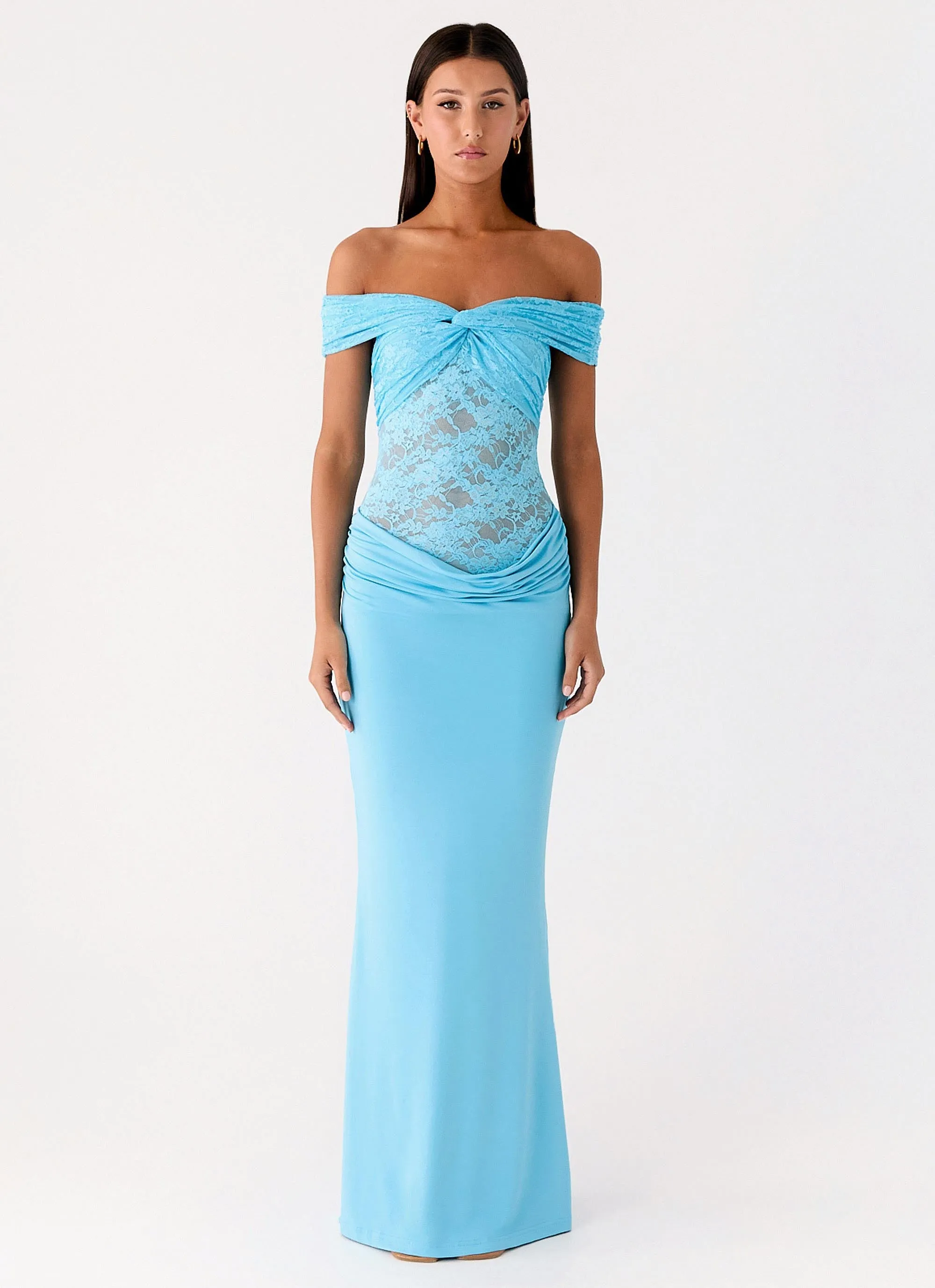 Either Way Maxi Dress - Turquoise Blue sold by Peppermayo