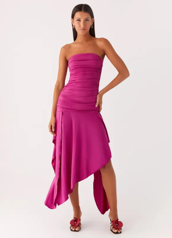 Ora Strapless Maxi Dress - Fuchsia sold by Peppermayo