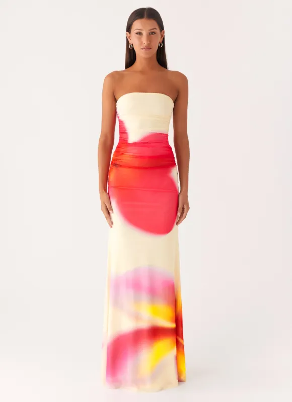 Iroha Strapless Maxi Dress - Frangipani Yellow sold by Peppermayo