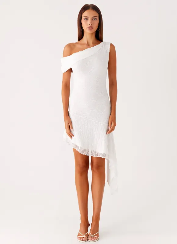 Rylee One Shoulder Midi Dress - White sold by Peppermayo
