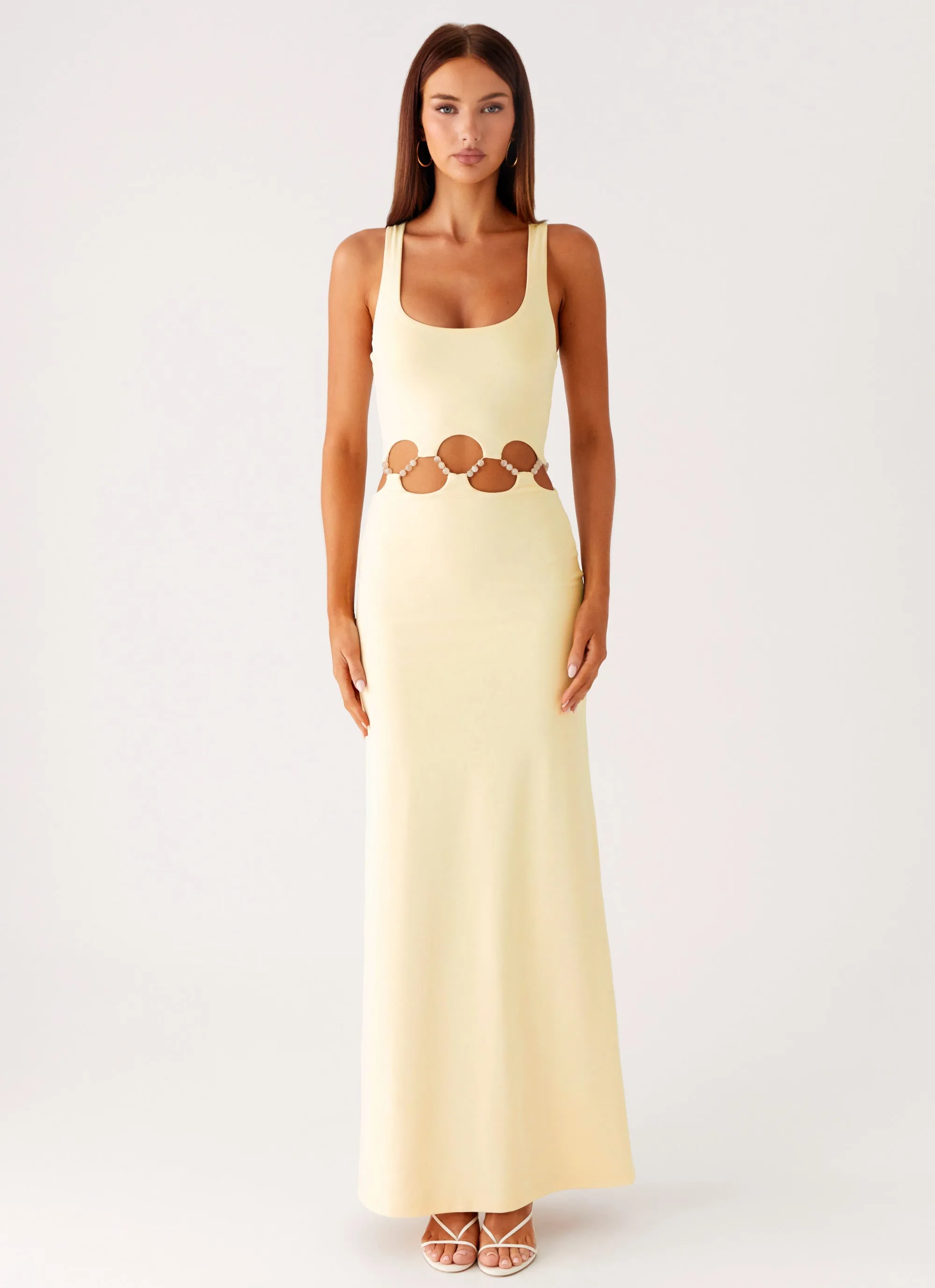 Dreamboat Beaded Maxi Dress - Yellow sold by Peppermayo