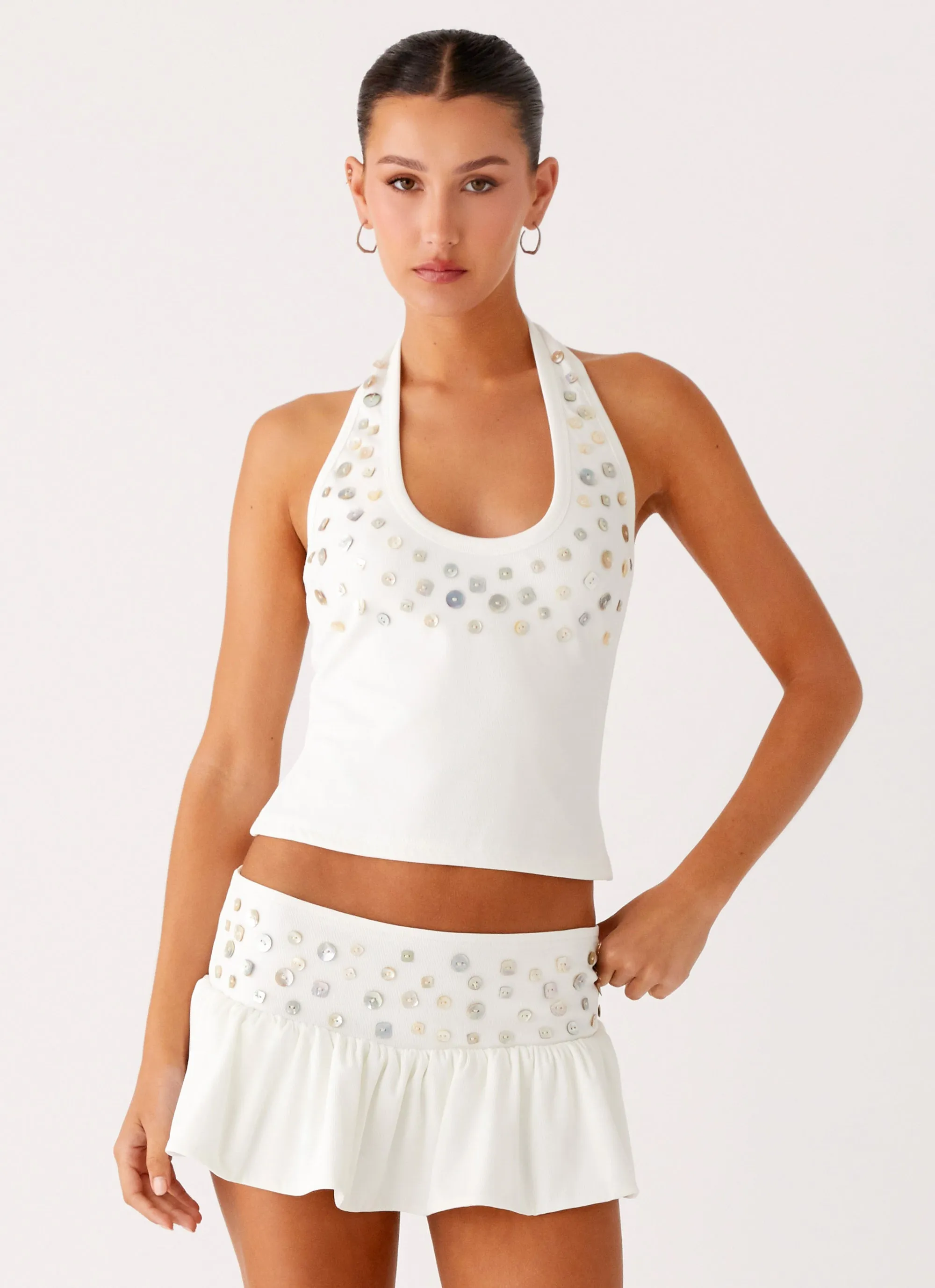 Vegas Nights Halter Neck Top - White sold by Peppermayo product image thumbnail 5