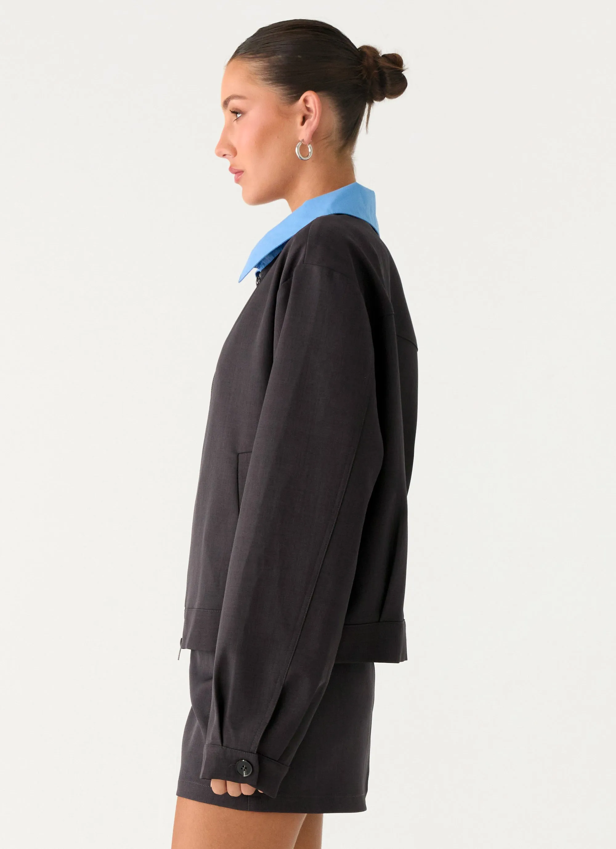 Harlee Poplin Suiting Jacket - Charcoal sold by Peppermayo product image thumbnail 2